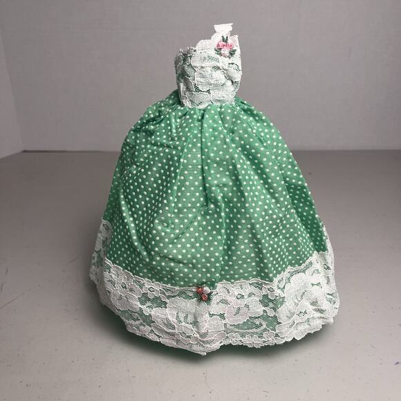 Vintage Handmade Barbie Dress Southern Belle Green Eyelet Lace Gown Trim OOAK - Picture 1 of 9